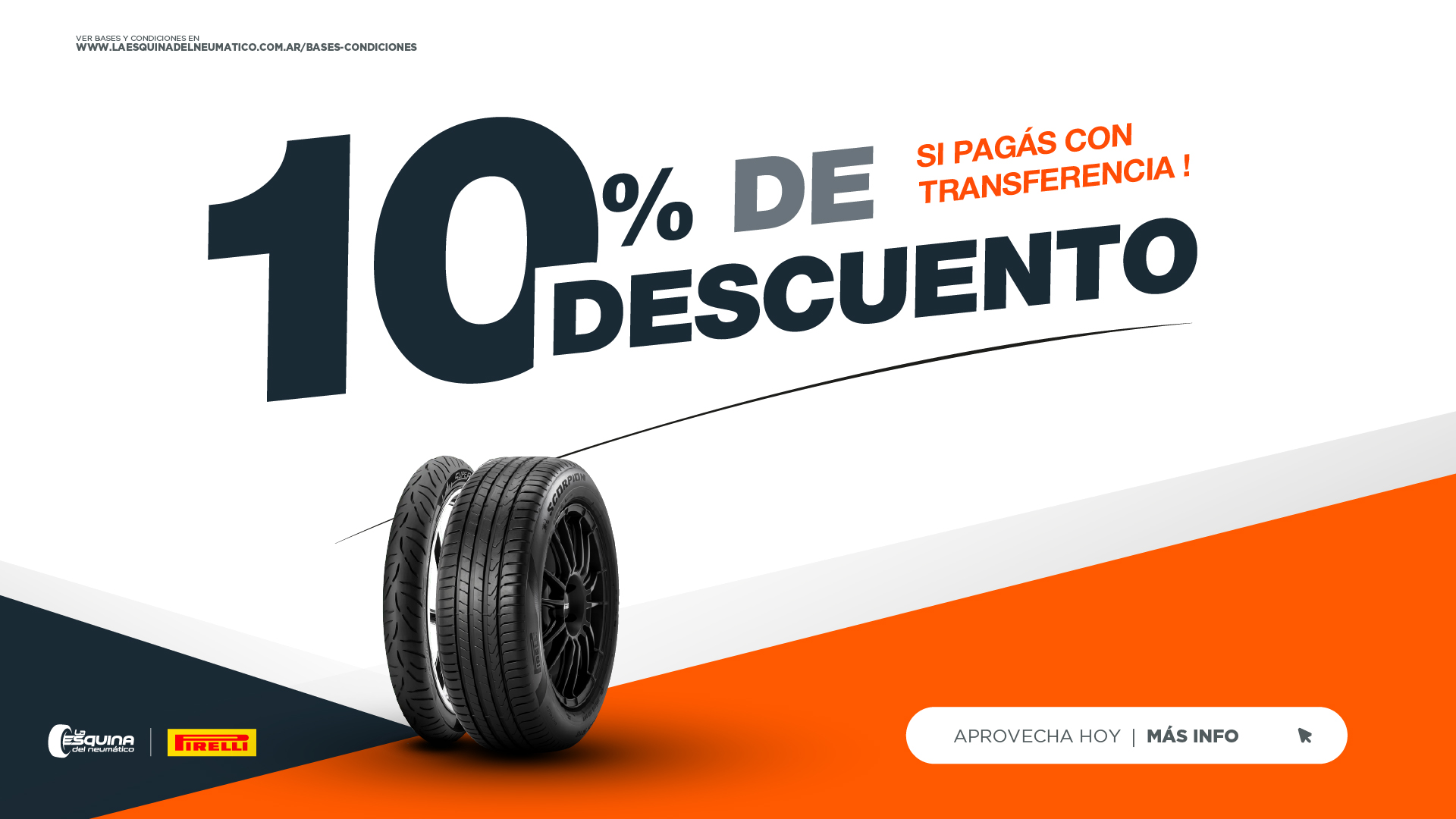 Aprovecha un 10 % de descuento si pagás con Transferencia